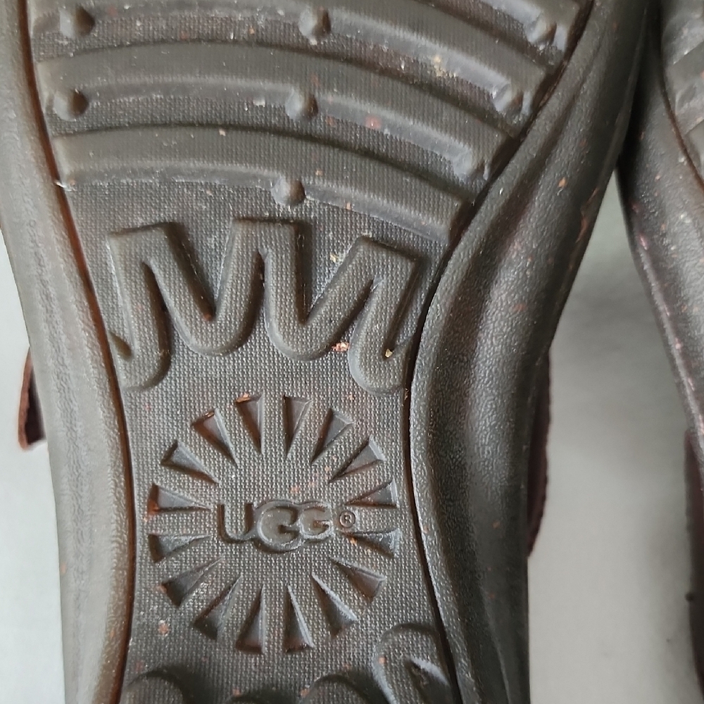UGG Women's Brown Leather Slip-On - Picture 12 of 13